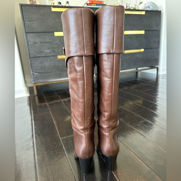 CELINE WILTERN Calfskin RIDING BOOT WITH TRIOMPHE 90mm Brown KneeHigh Boots 39.5 - Picture 5 of 16